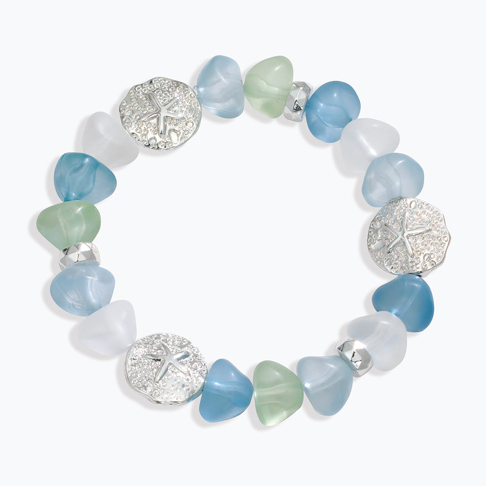 Bracelet-Sea Glass w Sand Dollars
