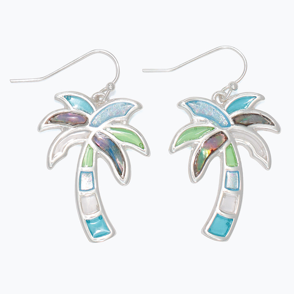 Earrings-Blu + Aqua Inlay Palms