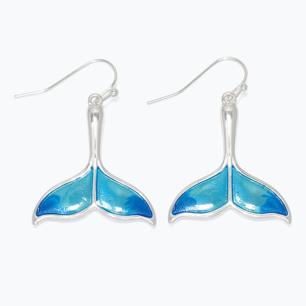 Earrings-Aqua + Blue Silver Tails