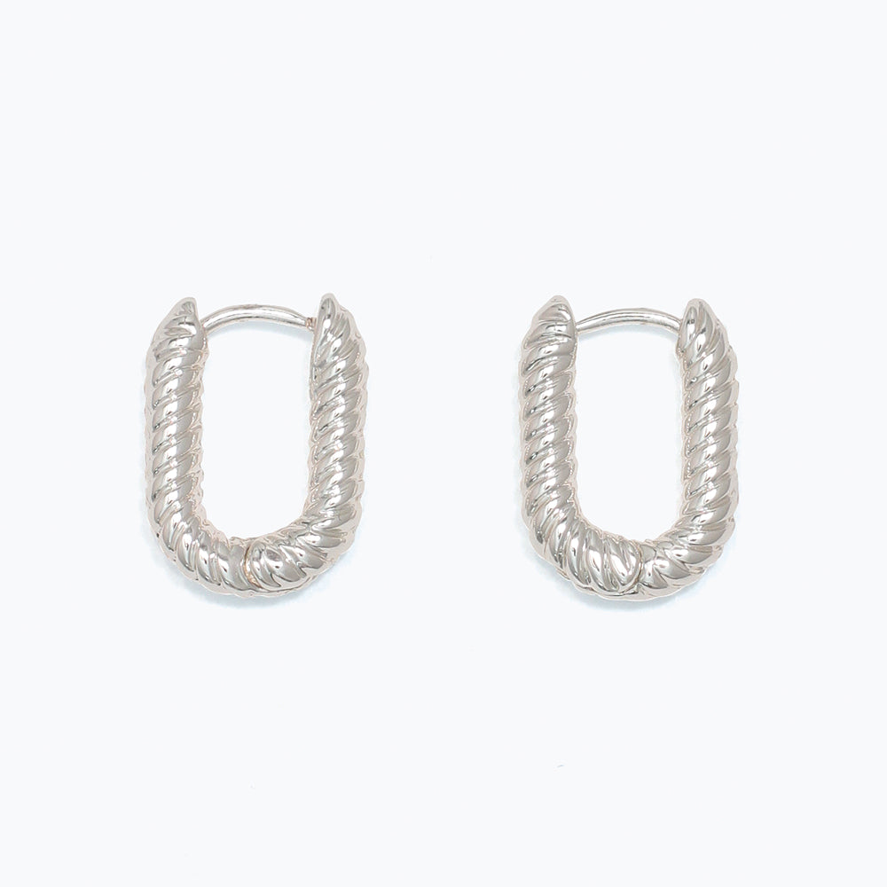 Earrings-Small Ribbed Silver Hoop
