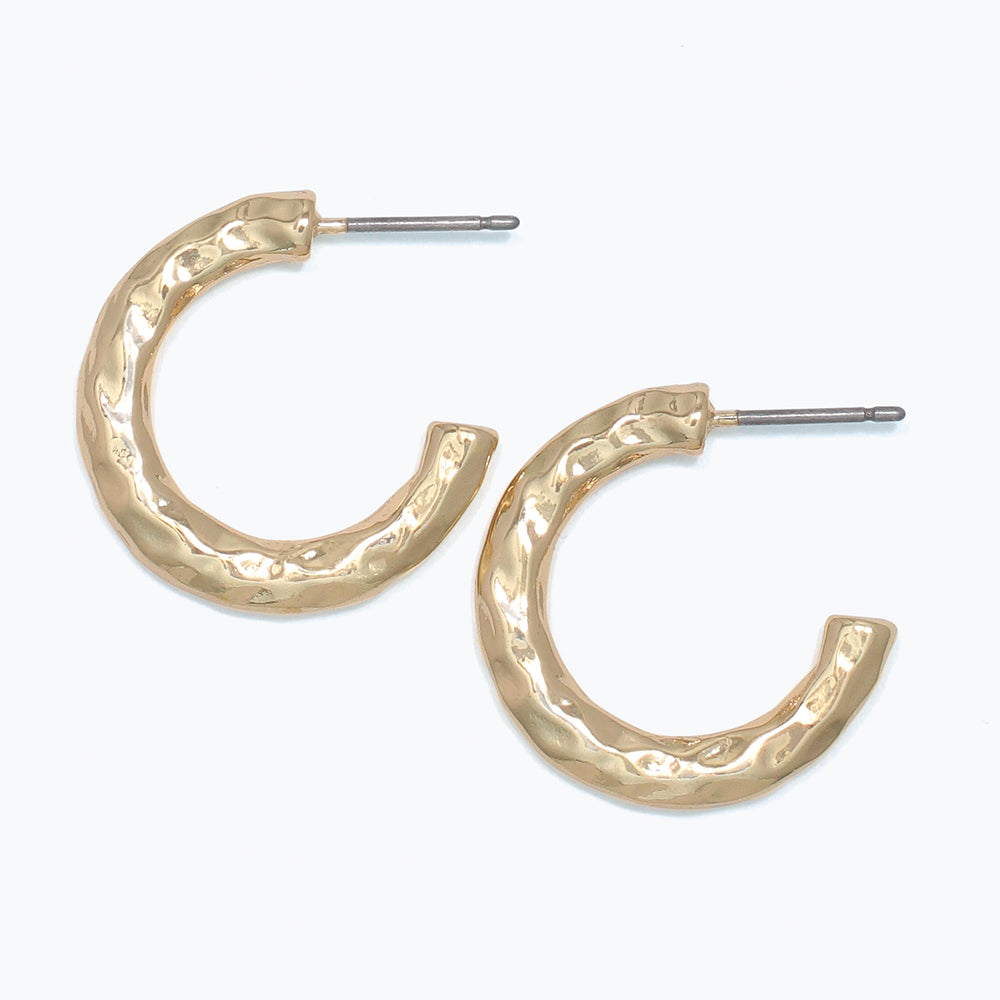 Earrings-Hammered Gold Hoops