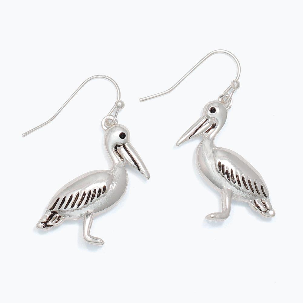Earrings-Silver Pelicans