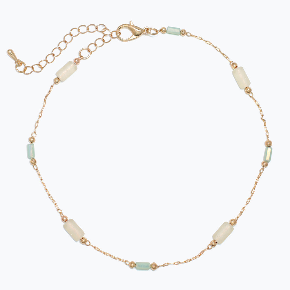 Anklet-Stationed Green Beads on Gol