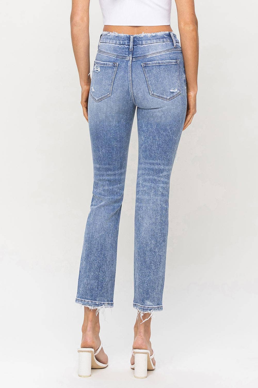 HIGH RISE CROP SLIM STRAIGHT JEANS F5104