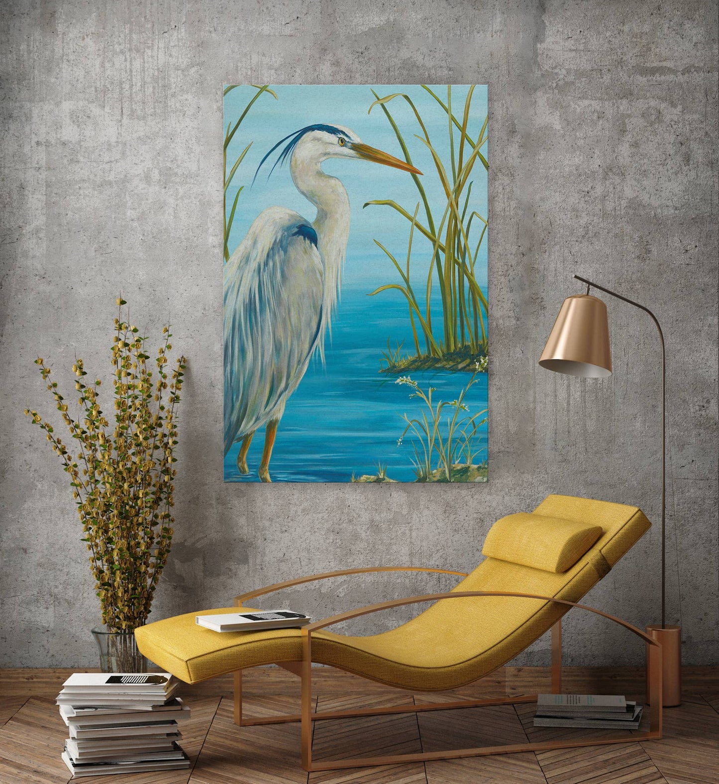 Wetland Blue Heron Stretched Canvas