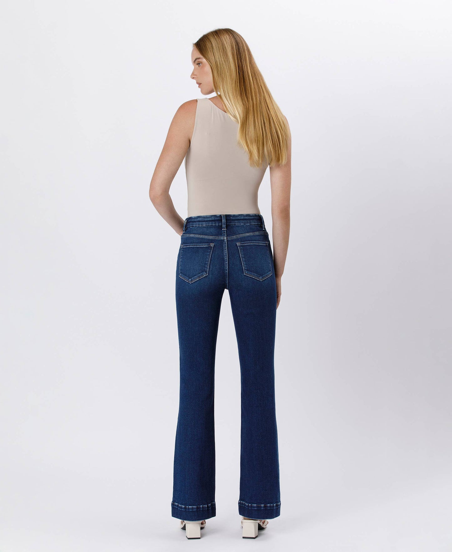HIGH RISE TROUSER HEM BOOTCUT JEANS F5865