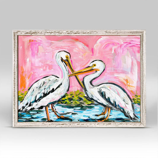 Pelicans At Golden Hour Canvas