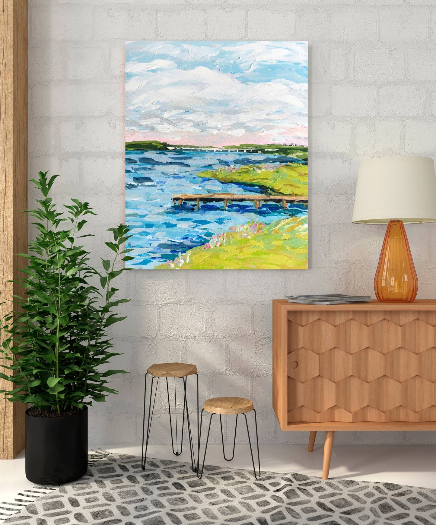 Distant Bridge Stretched Canvas