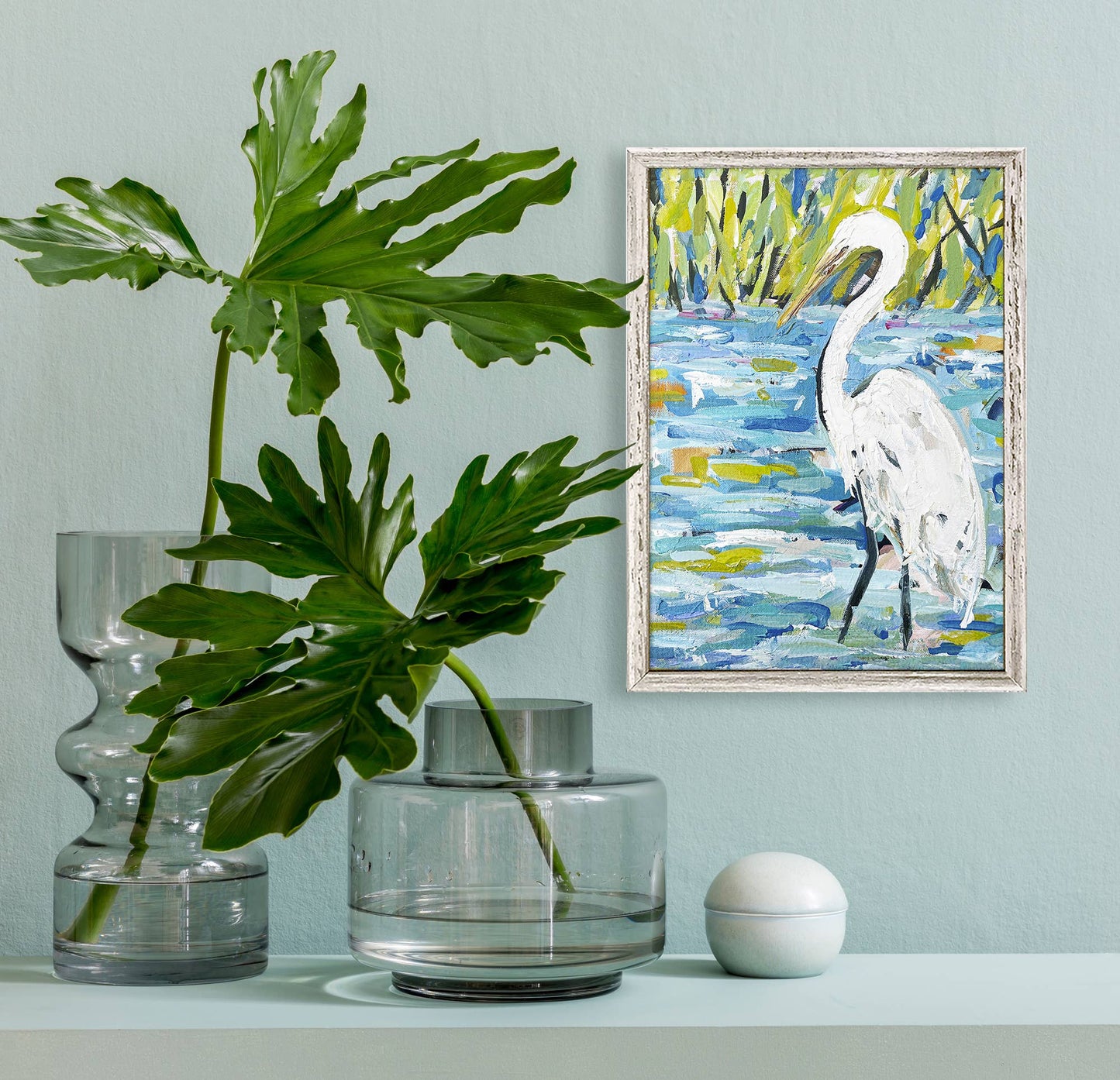 Abstract Egret Canvas