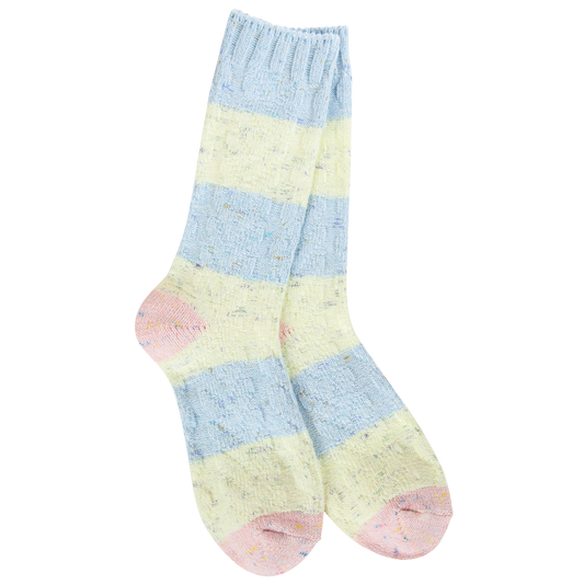 Light Weight Cable Crew OS Blue/Yellow/Pink