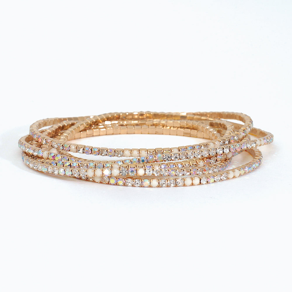 Bracelet-Six Strands AB Crystals