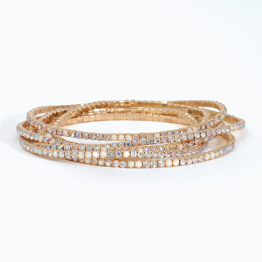 Bracelet-Six Strands AB Crystals