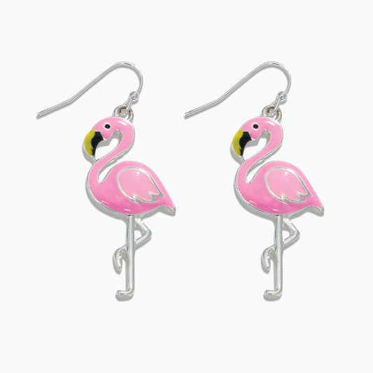 Earrings-Bright Pink Flamingos