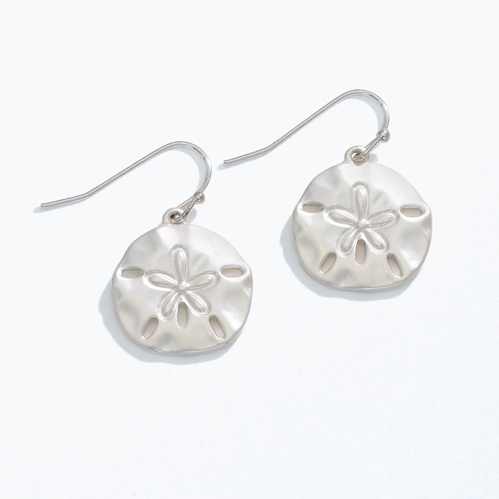 Earrings-Matte Silver Sand Dollars