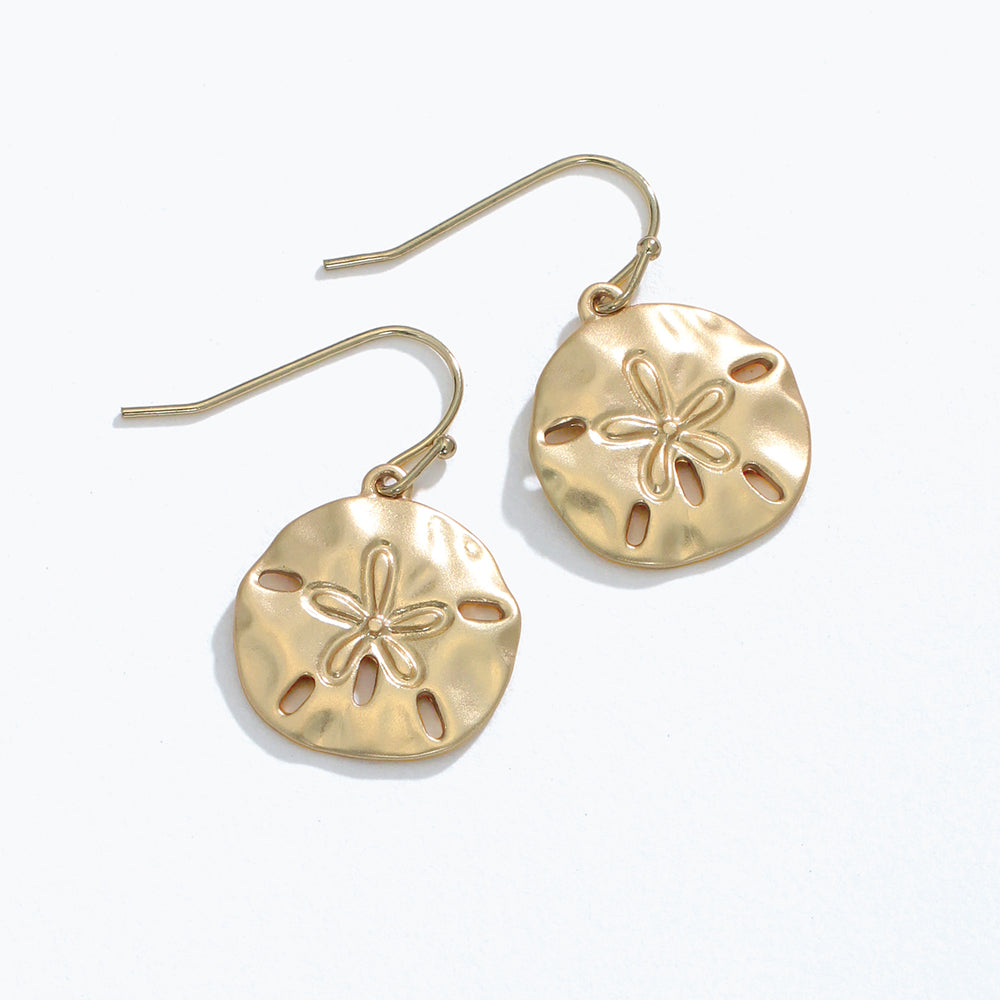 Earrings-Matte Gold Sand Dollars