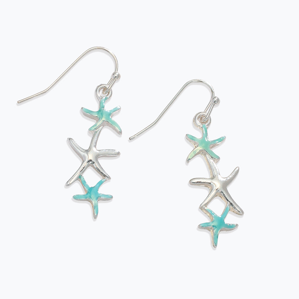 Earrings-Auqa &  Silver Starfish