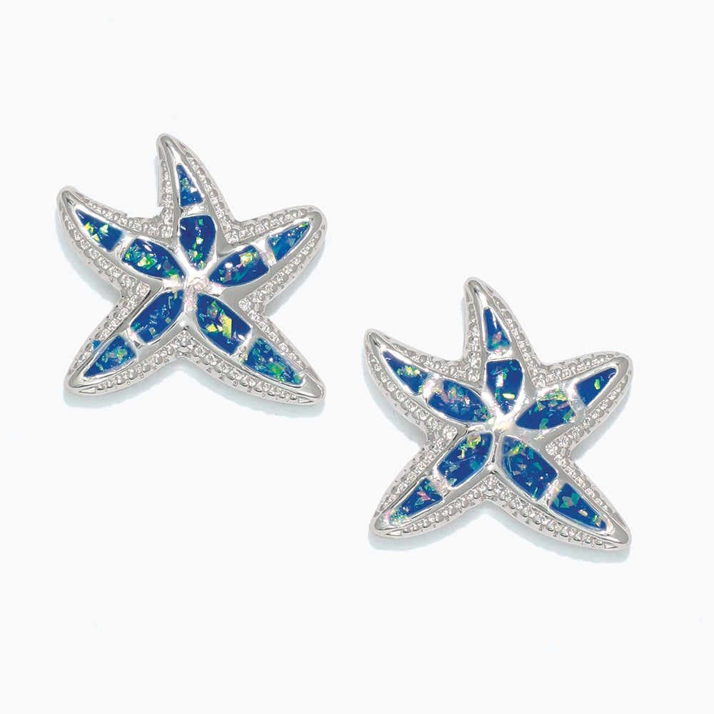 Earrings-Blue Opal Starfish