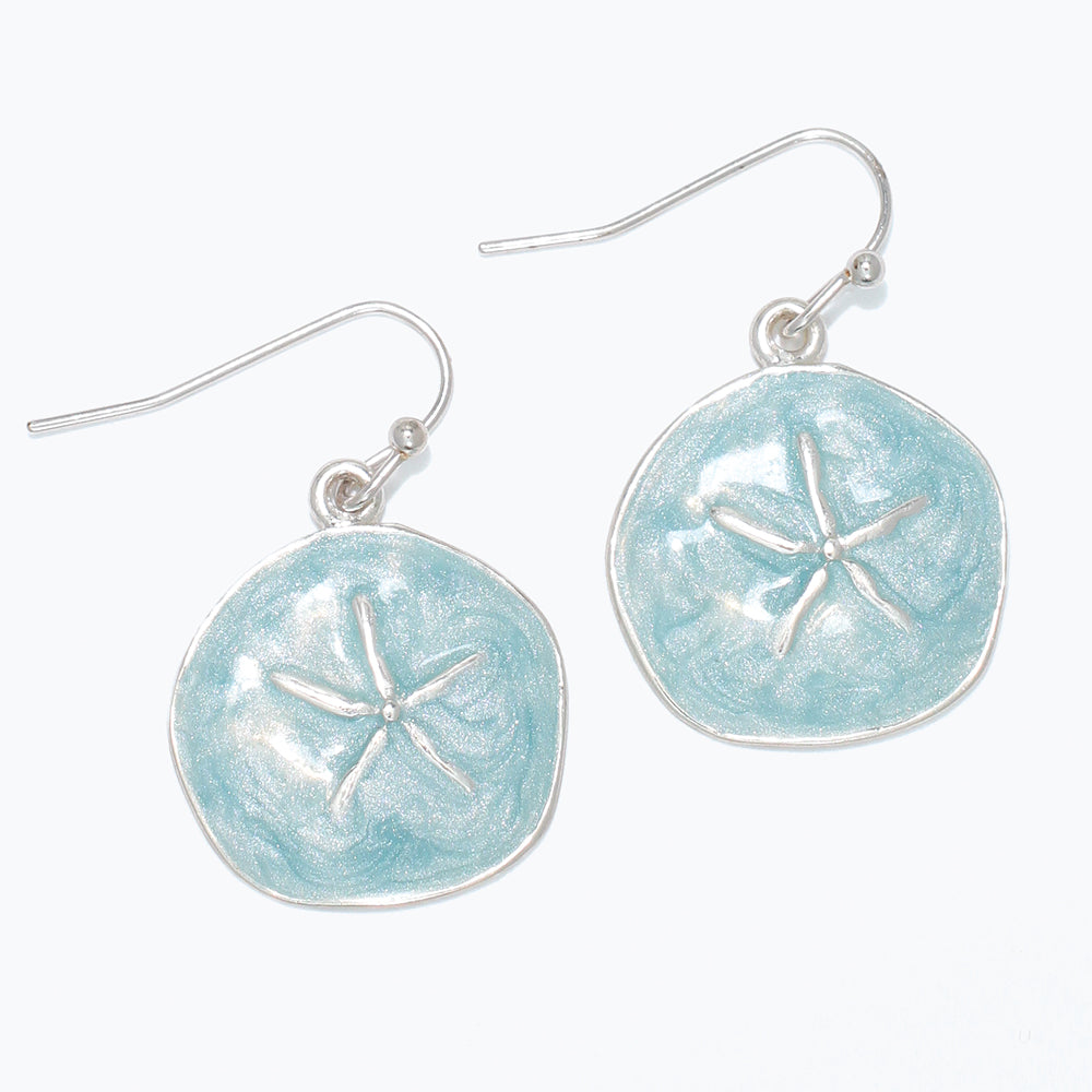 Earrings-Aqua Swirl w Silver Starfi