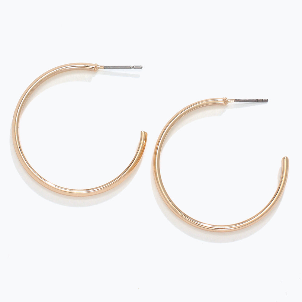 Earrings-Polished Gold Hoops