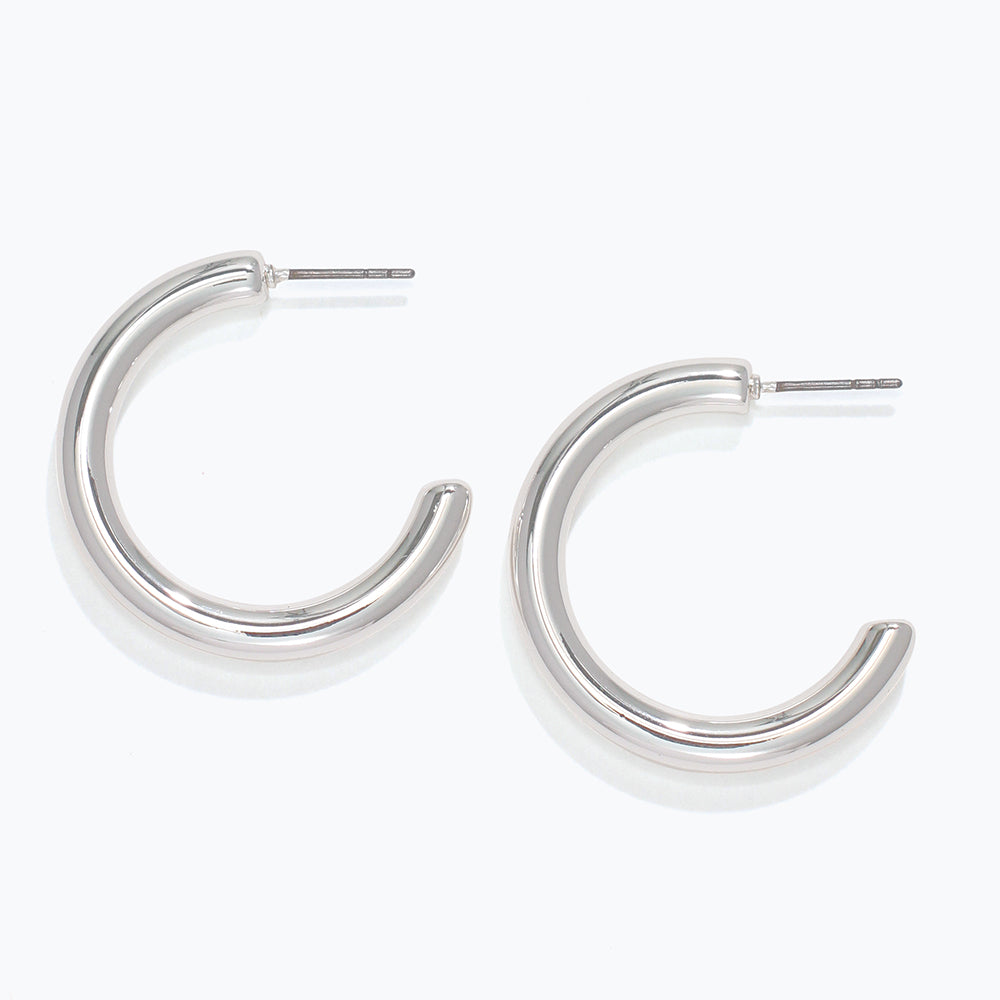 Earrings-Round Silver hoops