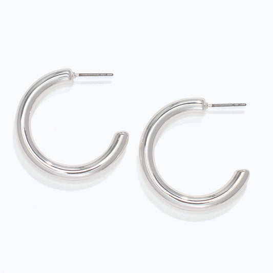 Earrings-Round Silver hoops