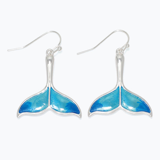 Earrings-Aqua + Blue Silver Tails