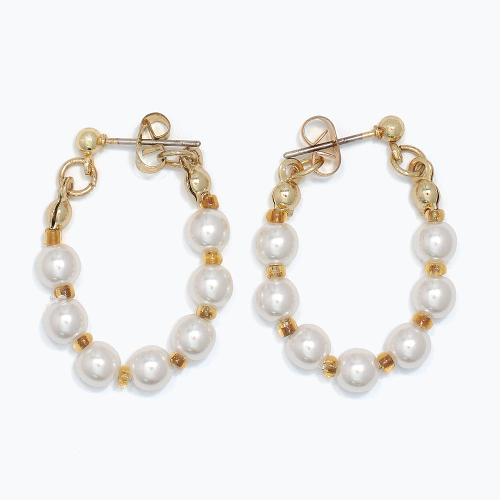 Earrings-Gold Hoops with Pearls