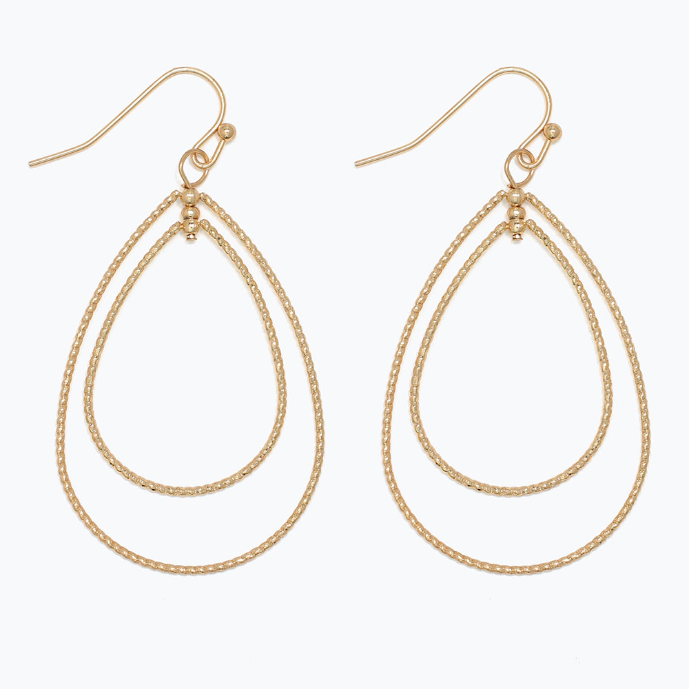 Earrings-Textured Gold Teardrops