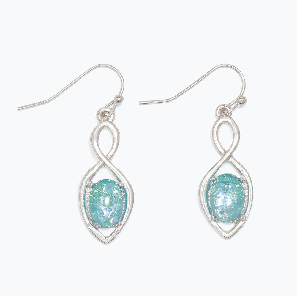 Earrings-Silver Twist w Aqua Inlay