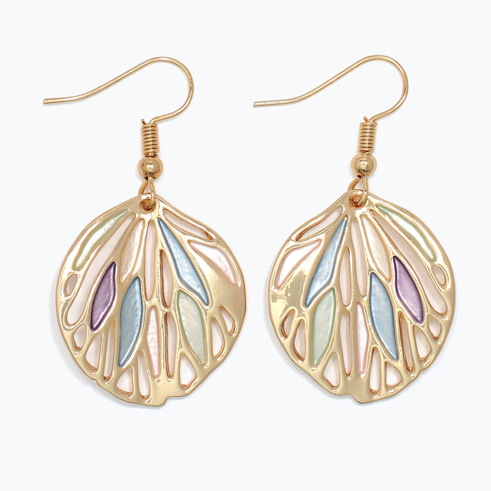 Earrings-Multicolor Gold Cutout Dro
