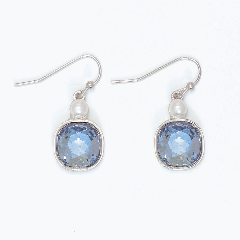 Earrings-Blue Crystal with Pearl