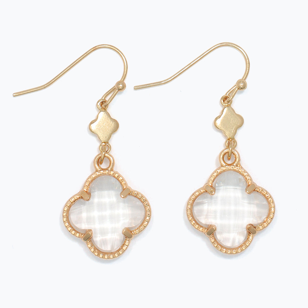Earrings-Gold Crystal Clover Drop
