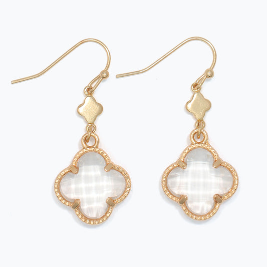 Earrings-Gold Crystal Clover Drop