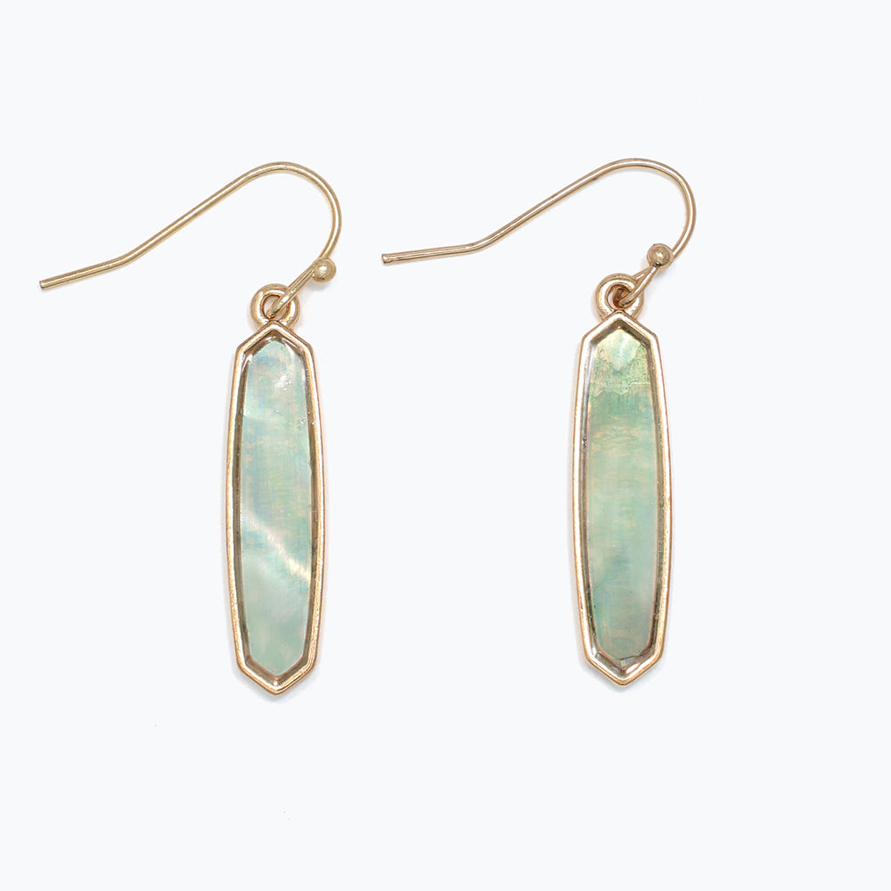 Earrings-Gold Drop with Mint Inlay