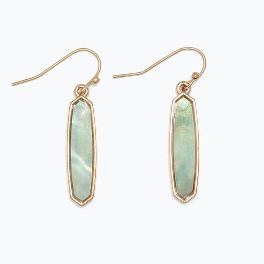 Earrings-Gold Drop with Mint Inlay