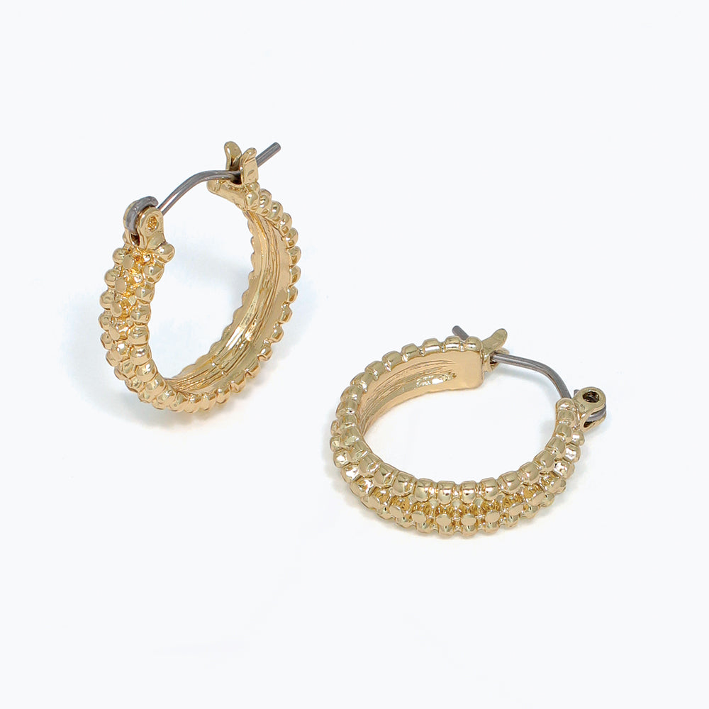 Earrings-Textured Small Gold Hoops