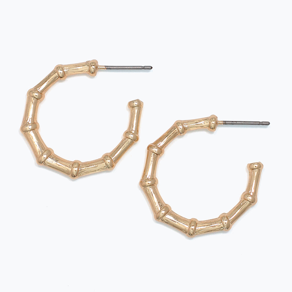 Earrings-Gold Bamboo Hoops
