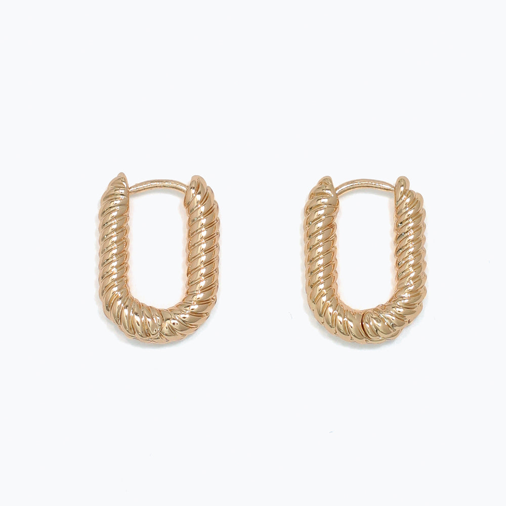 Earrings-Small Ribbed Gold Hoops