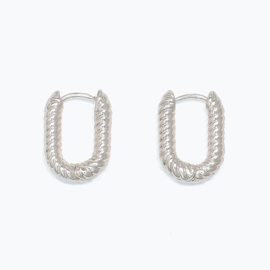 Earrings-Small Ribbed Silver Hoop