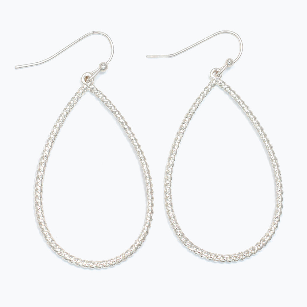 Earrings-Twisted Silver Wire Teardr