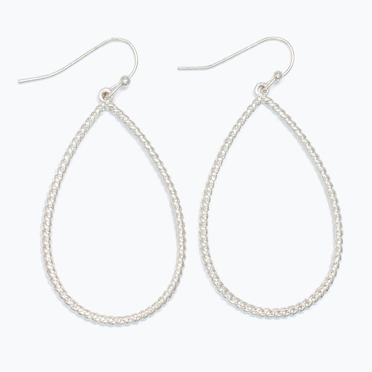 Earrings-Twisted Silver Wire Teardr