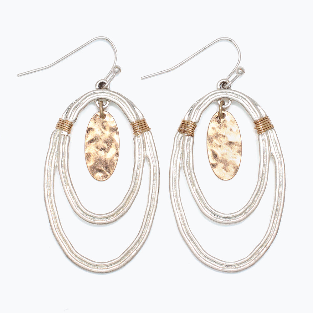 Earrings-Two Tone Layered Drops