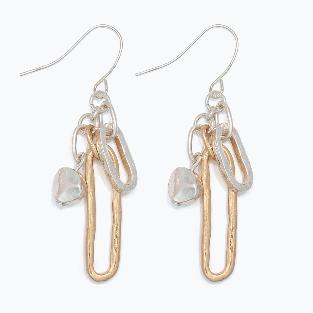 Earrings-Hammered TwoTone Dangle