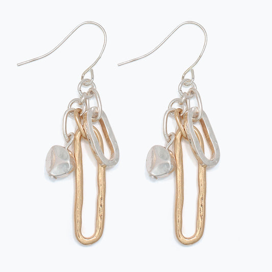 Earrings-Hammered TwoTone Dangle