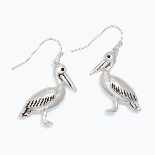 Earrings-Silver Pelicans