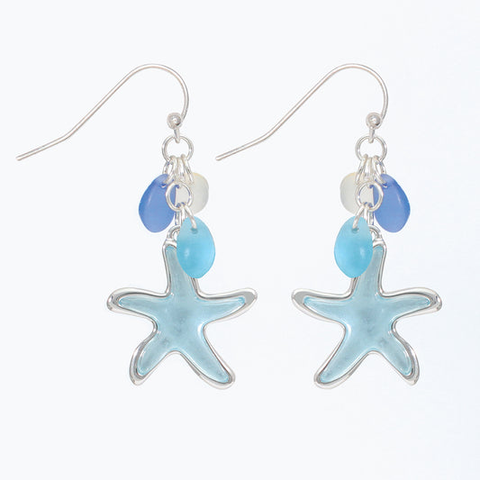 Earrings-Slvr Sea Glass Starfish