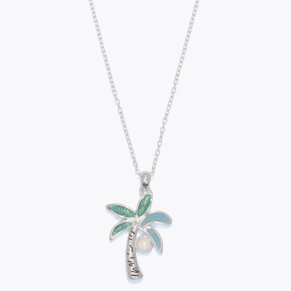 Necklace-Slver Palm Tree
