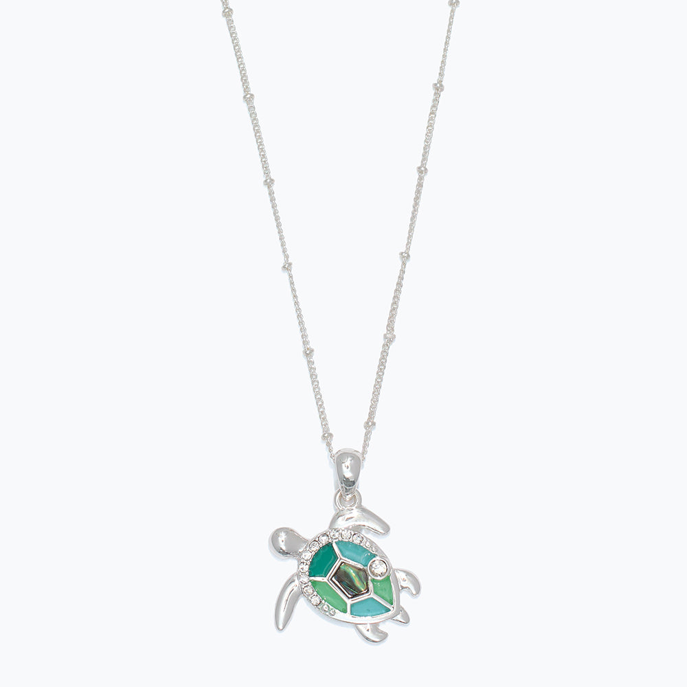 Necklace-Silver Turtle w Abalone