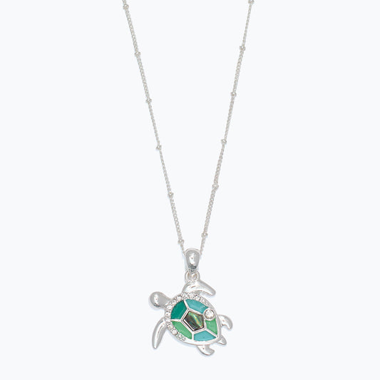 Necklace-Silver Turtle w Abalone