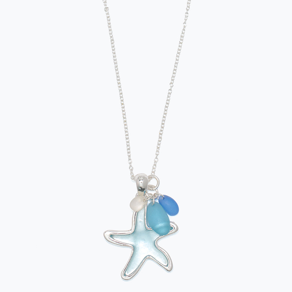 Necklace-Silver Sea glass Starfish